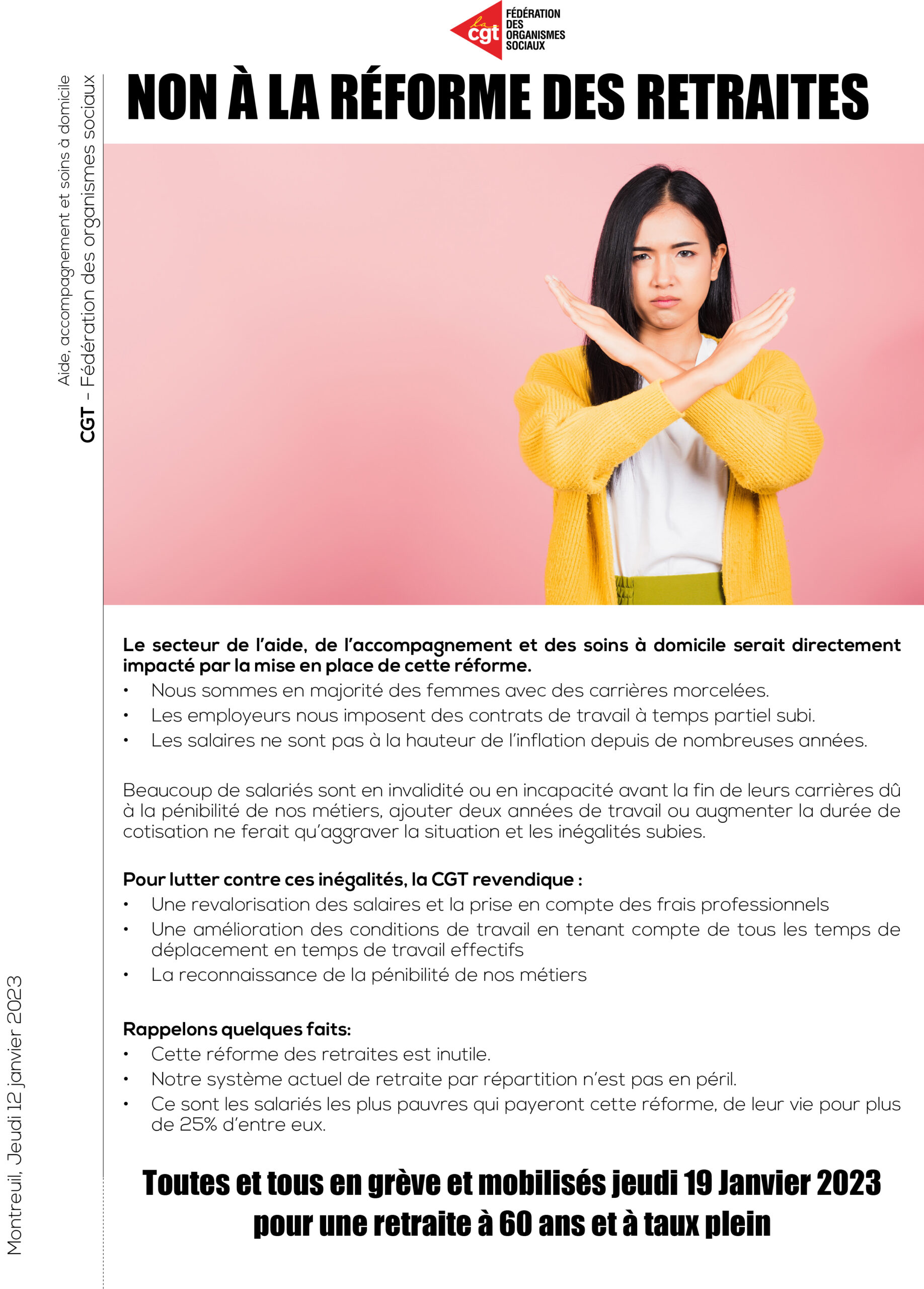 Non à la réforme des retraites ! - Fédération des Organismes Sociaux - CGT